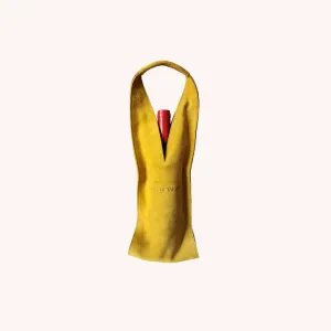 Wine/Champagne Carrier - Yellow Suede Exterior