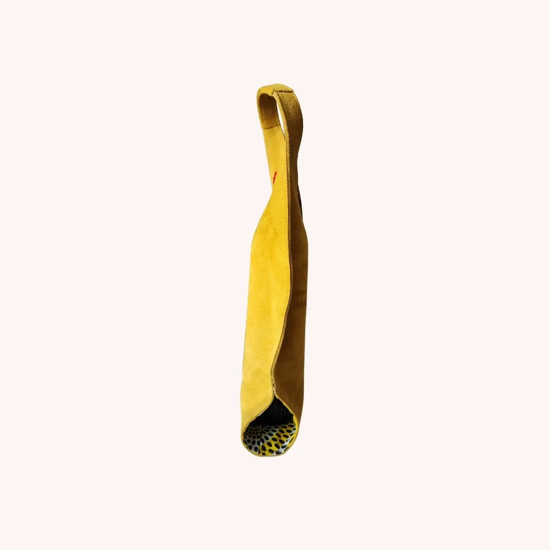 Wine/Champagne Carrier - Yellow Suede Exterior