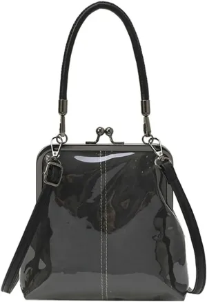 Women's Kiss Lock Crossbody Bag PU Leather Kiss Clasp Purse Crossbody Shoulder Bags Hobo Tote Purses Wallet Handbags