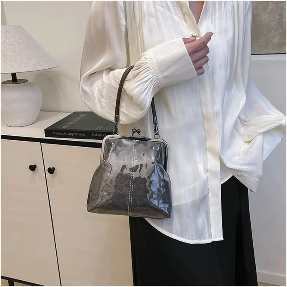 Women's Kiss Lock Crossbody Bag PU Leather Kiss Clasp Purse Crossbody Shoulder Bags Hobo Tote Purses Wallet Handbags