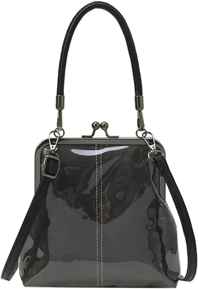 Women's Kiss Lock Crossbody Bag PU Leather Kiss Clasp Purse Crossbody Shoulder Bags Hobo Tote Purses Wallet Handbags