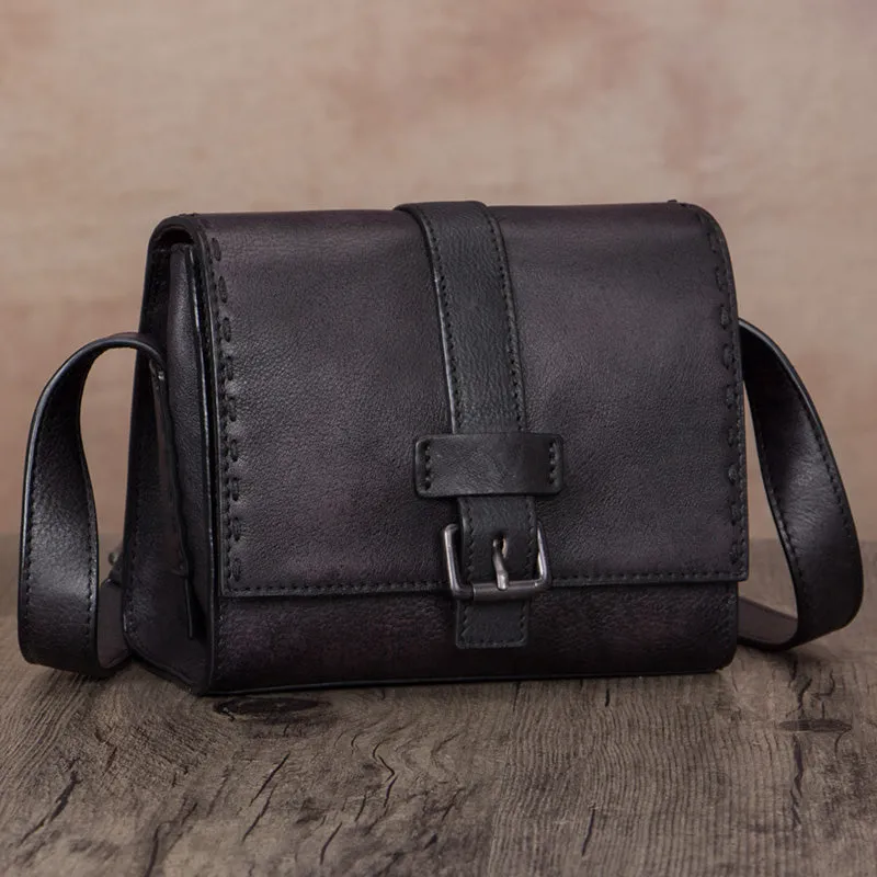 Womens Vintage Leather Side Satchel Bag Purse Crossbody Satchel Purse