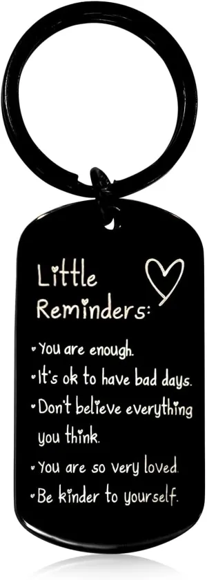 You Are Enough Keychain  Motivational Affirmation Gift for Women & Men, Positive Reminder for Car Keys, Bags or Backpacks (Black)