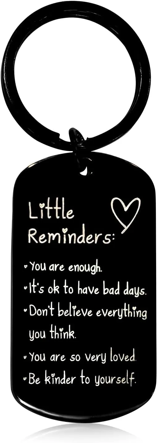 You Are Enough Keychain  Motivational Affirmation Gift for Women & Men, Positive Reminder for Car Keys, Bags or Backpacks (Black)